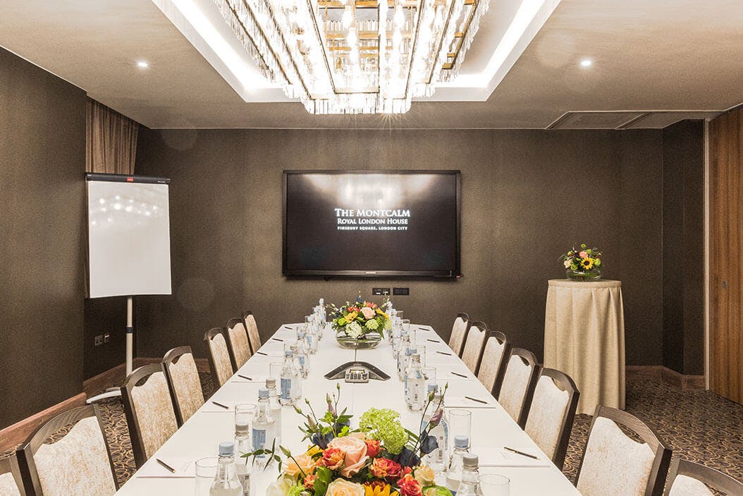 Elegant meeting room in Royal London House, ideal for corporate events and workshops.