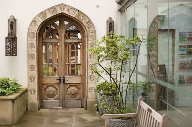 "Architectural entrance at The Tent, Bishopsgate; ideal for events and outdoor gatherings."