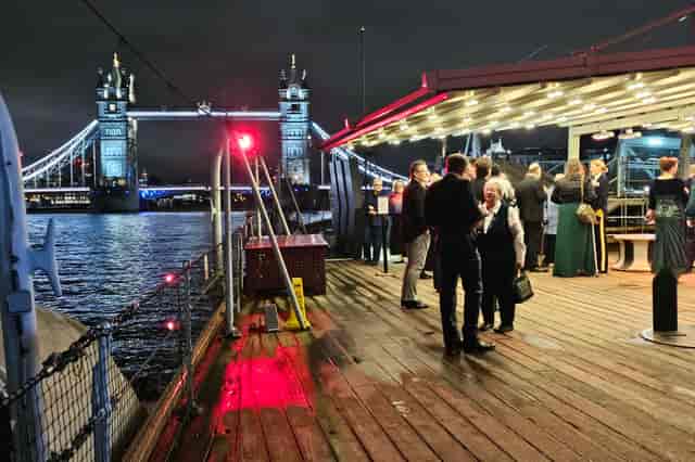 Jubilee Deck, HMS Belfast: Corporate networking reception venue with Tower Bridge views.