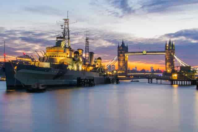 HMS Belfast Jubilee Deck gala dinner venue with iconic London skyline views.