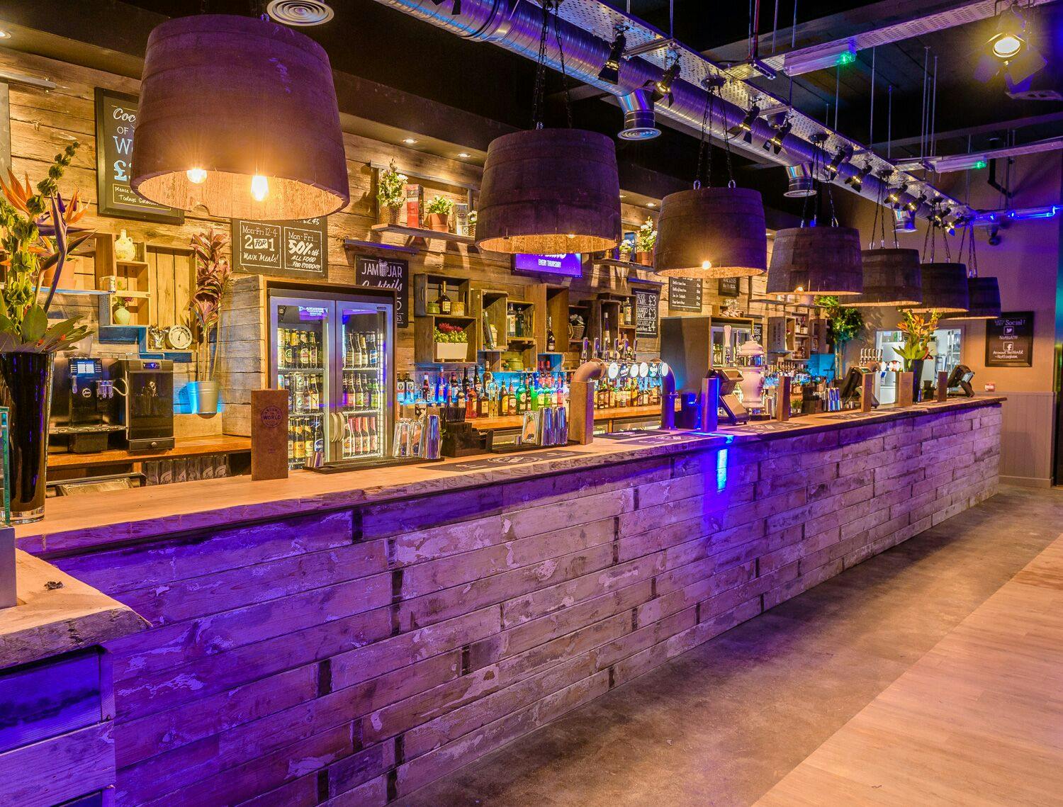 Stylish bar at Nottingham Bierkeller, perfect for networking events and social gatherings.