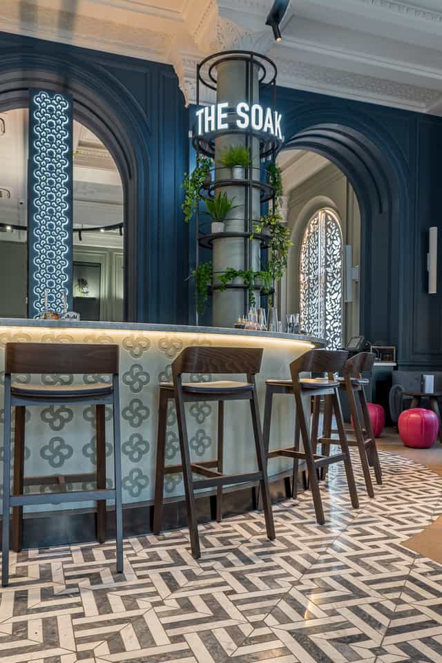 Stylish bar at The Soak, Clermont Victoria, ideal for networking events and cocktail receptions.
