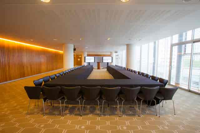 Level 5 Function Room at Southbank Centre, U-shaped tables for conferences and workshops.