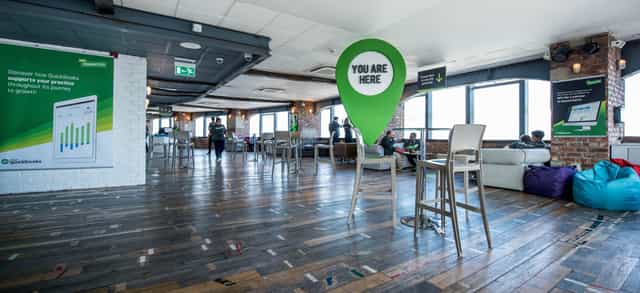 Spacious modern event space with lounge seating in Altitude London, perfect for meetings.