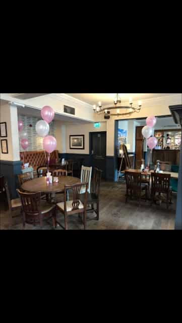 Old Bar at The Crown Hotel: Pub-style event space with balloon decor for party or celebration.