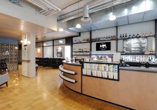 Modern bar area at Curzon Aldgate, ideal for networking events and casual meetings.