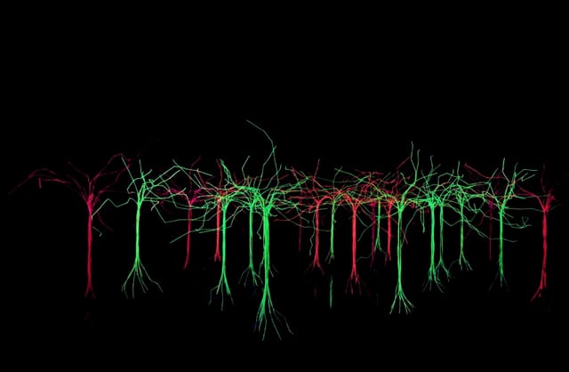 Illuminated red and green trees in The Vaults for festive events and corporate functions.