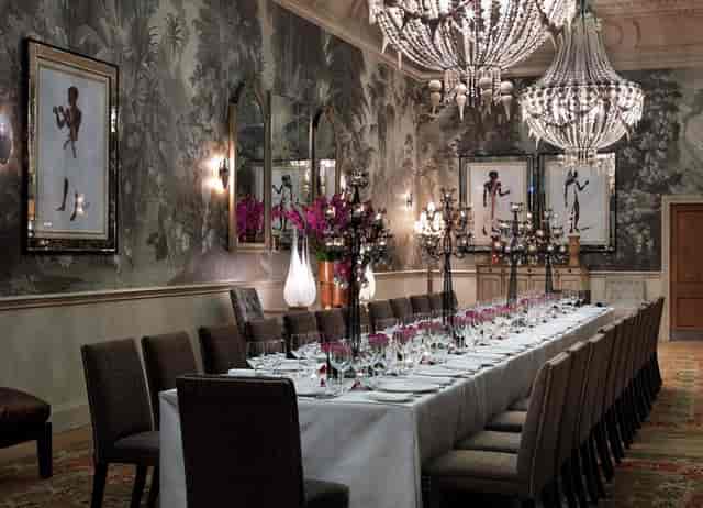 Elegant dining room at Haymarket Hotel, perfect for upscale events and intimate dinners.