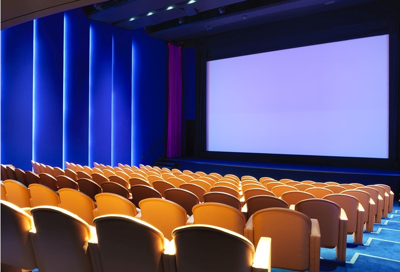 Modern auditorium at Ham Yard Hotel with spacious seating for presentations and screenings. - Banner