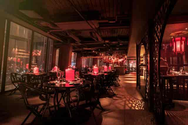 Stylish dining space in Beijing Hutong for upscale events and intimate gatherings.