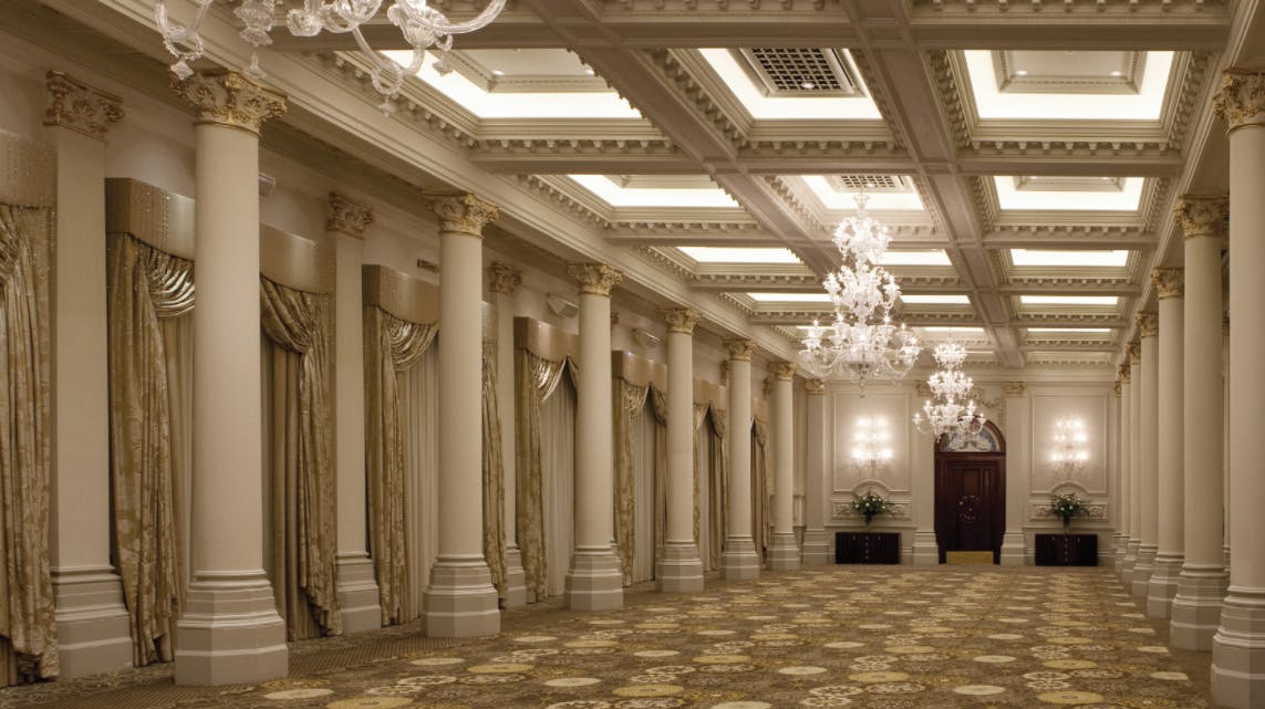 Grand Ballroom at The Langham, London: elegant space for upscale events and meetings.