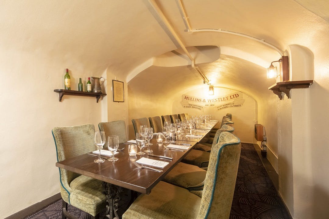 Intimate dining space at Crusting Pipe, Covent Garden for private events and meetings.