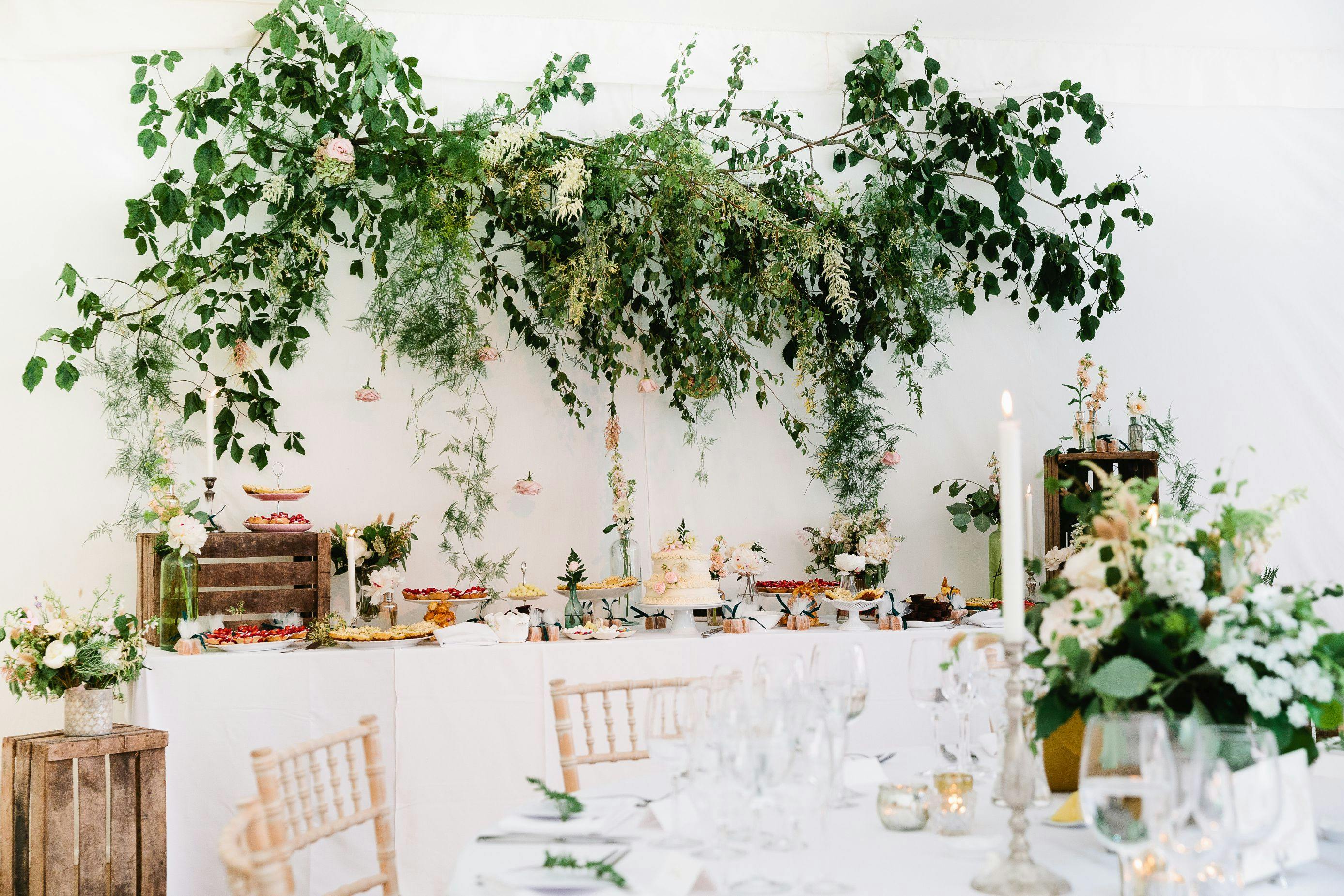 Elegant event space at Fulham Palace with lush greenery, perfect for weddings and receptions.