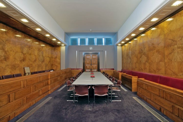 Council Chamber at RIBA: elegant meeting room with wood paneling for corporate events.