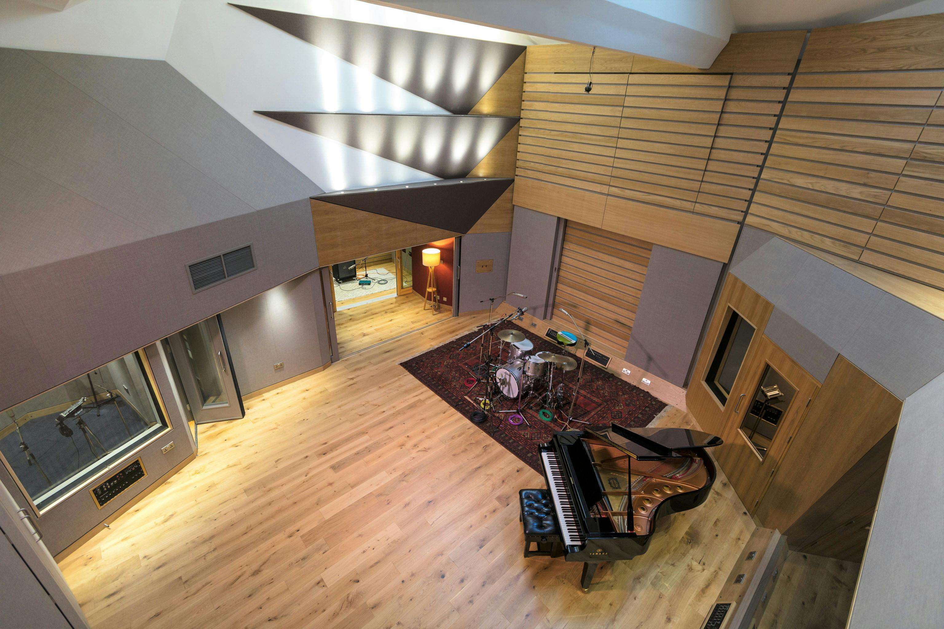 Spacious Abbey Road Studio Three with grand piano, ideal for music workshops and events.