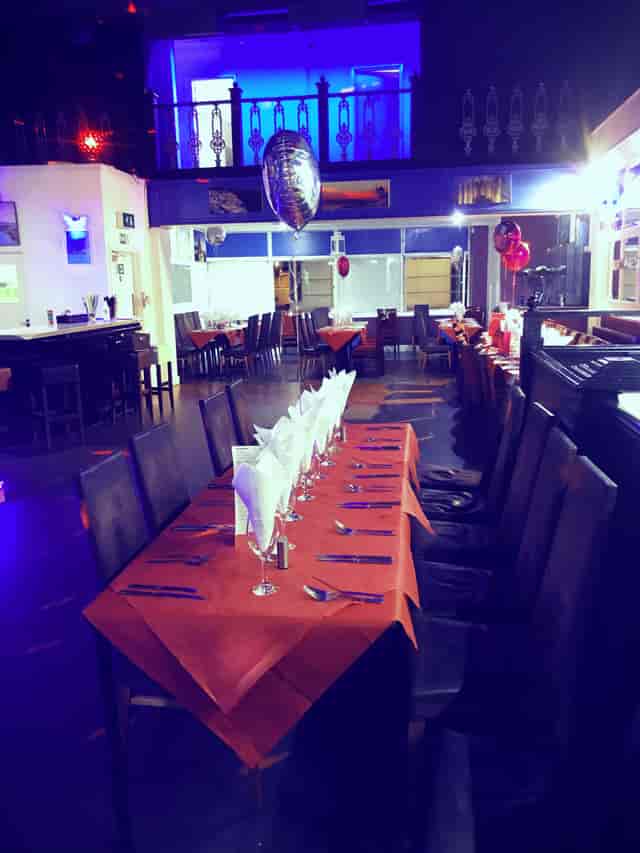 Elegant event space in Santorini Restaurant, set for formal gatherings and celebrations.