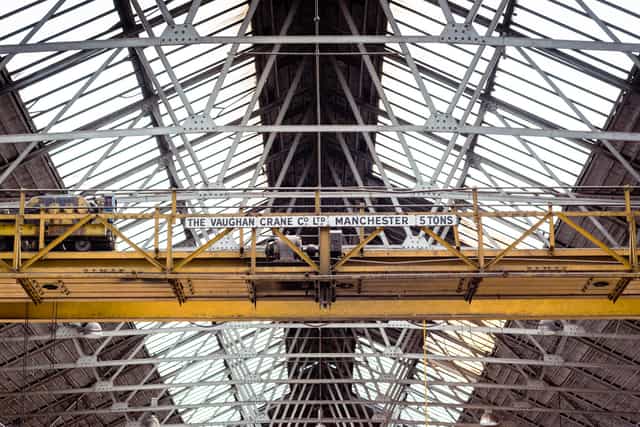 Overhead crane in The Rainbow Venues, ideal for corporate events and gatherings.