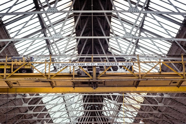 Overhead crane in The Rainbow Venues, ideal for corporate events and gatherings.