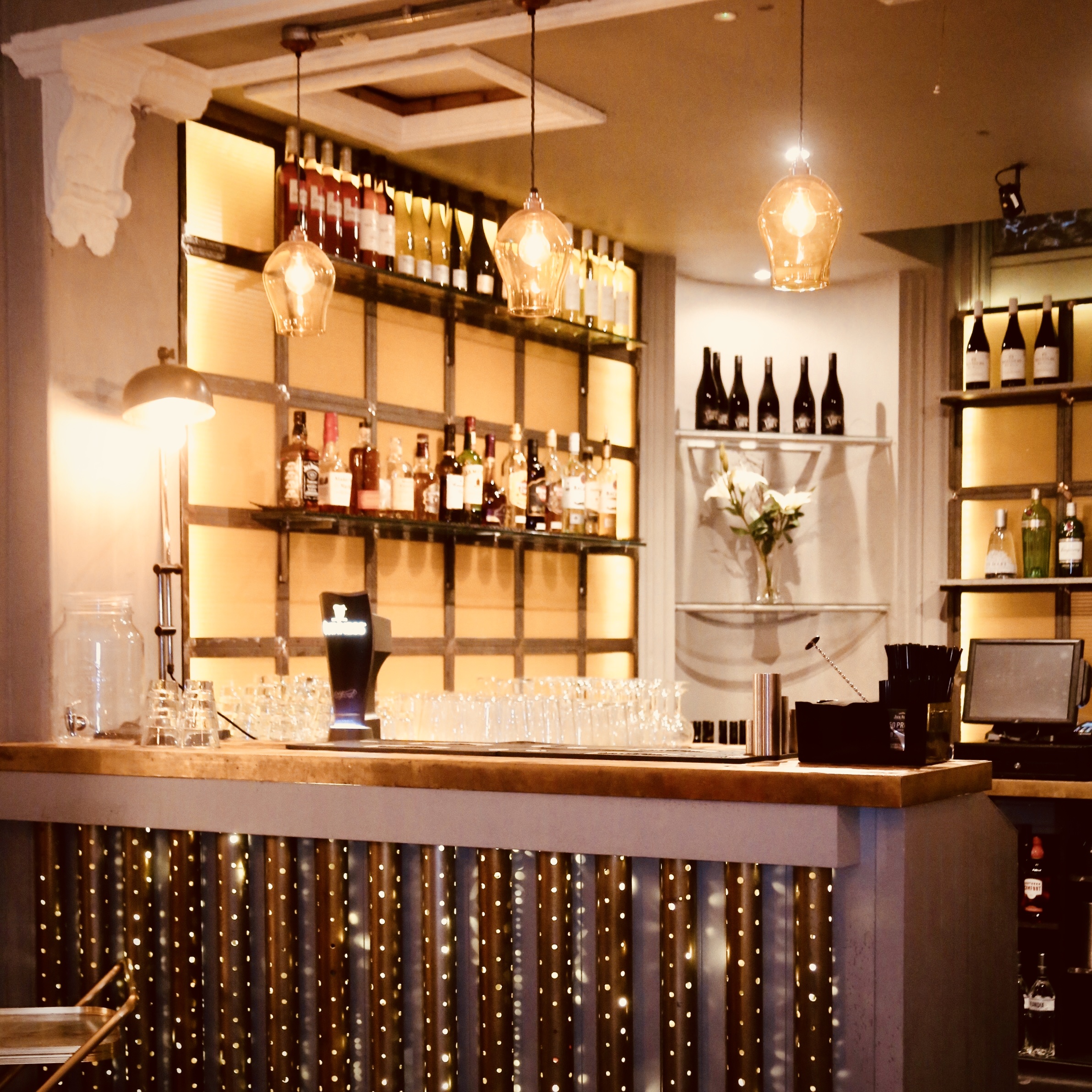 Stylish bar setup at Dovedale Towers for networking events and cocktail receptions. - Banner