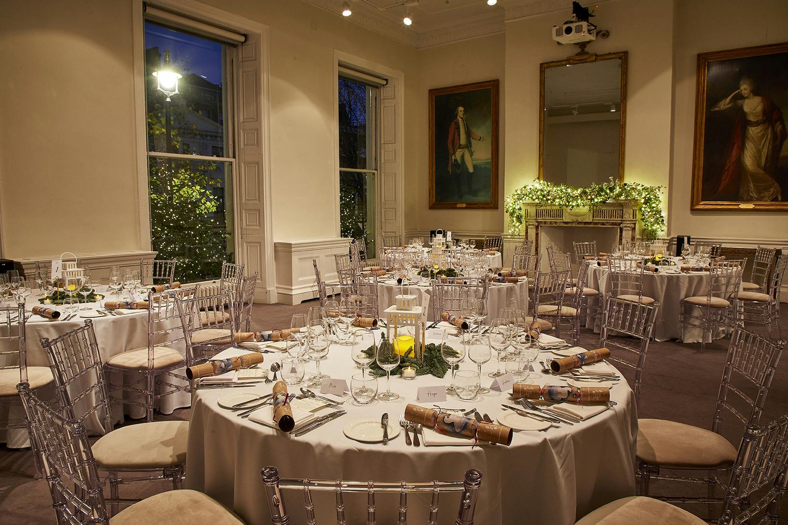 Elegant dining room at 41 Portland Place, perfect for Christmas gala events.