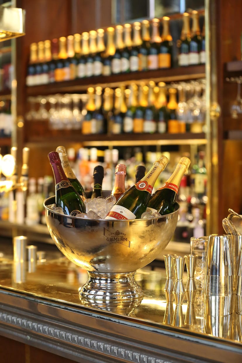 Stylish champagne presentation in ice at Browns Mayfair for upscale corporate events.