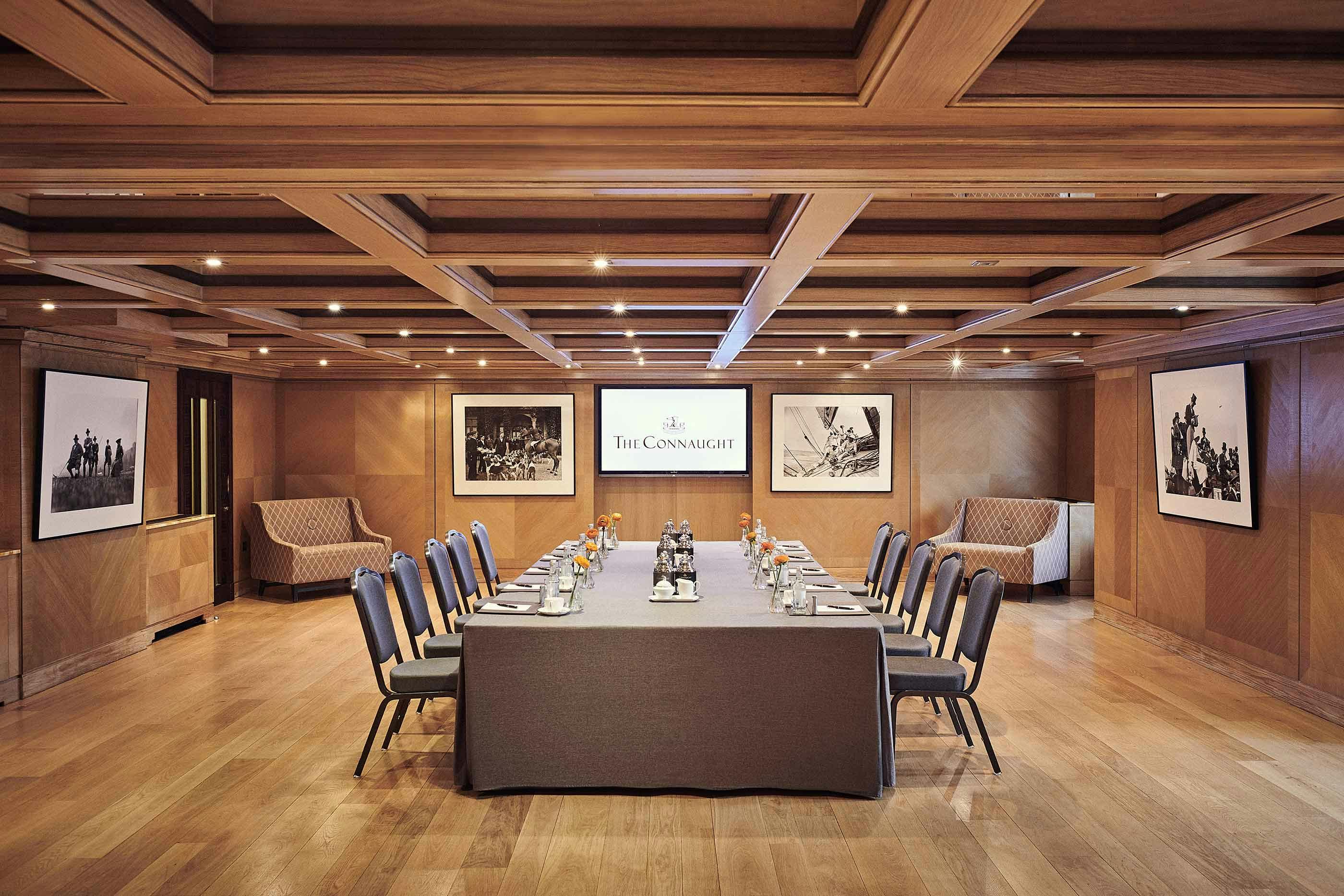 Maple Room at The Connaught: elegant meeting space for corporate events and presentations.