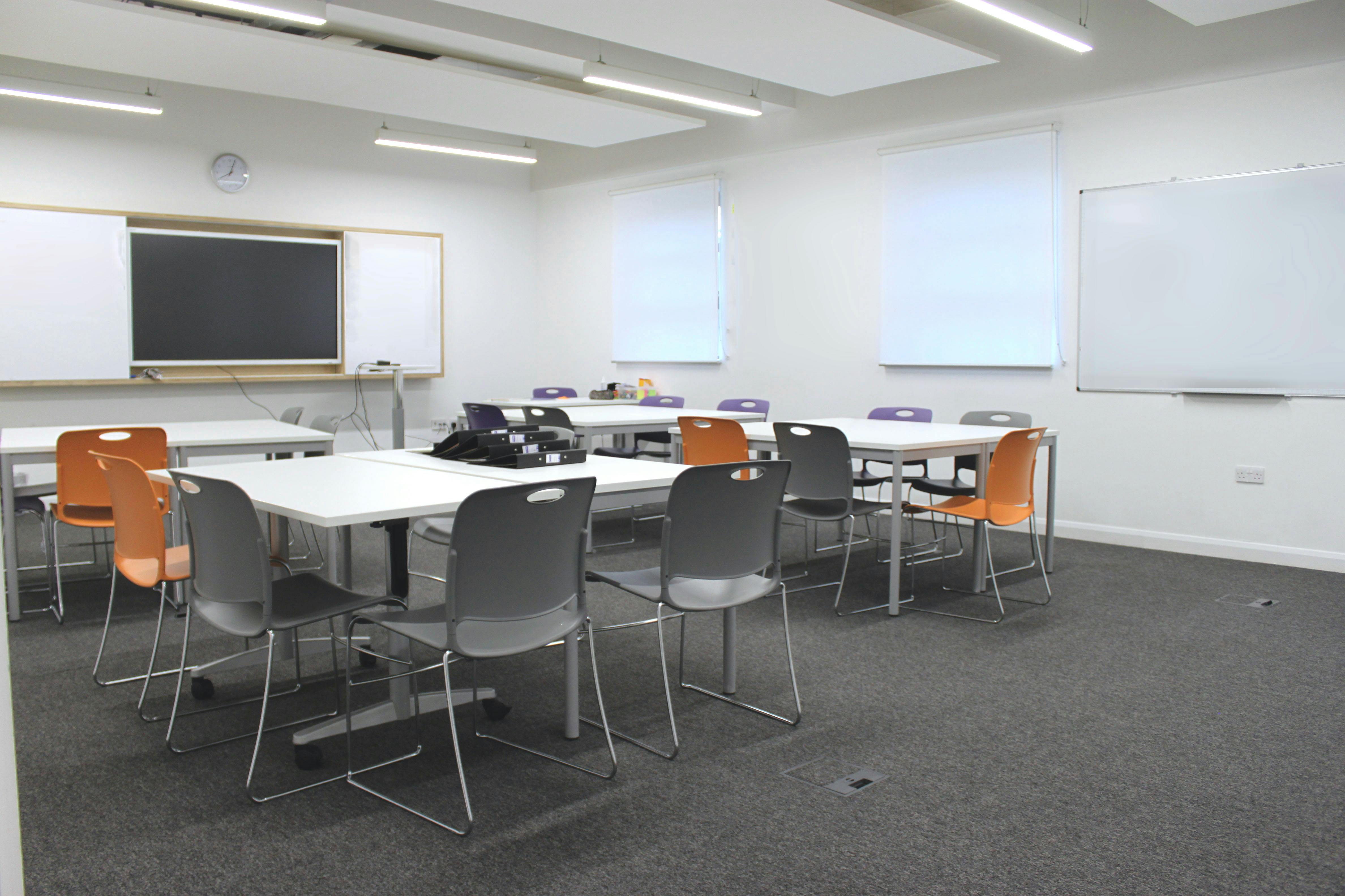 Ground Floor Classroom at Ada National College, flexible seating for workshops and meetings.