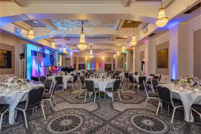 Grand Connaught Rooms ballroom with chandeliers for luxury gala and corporate events.