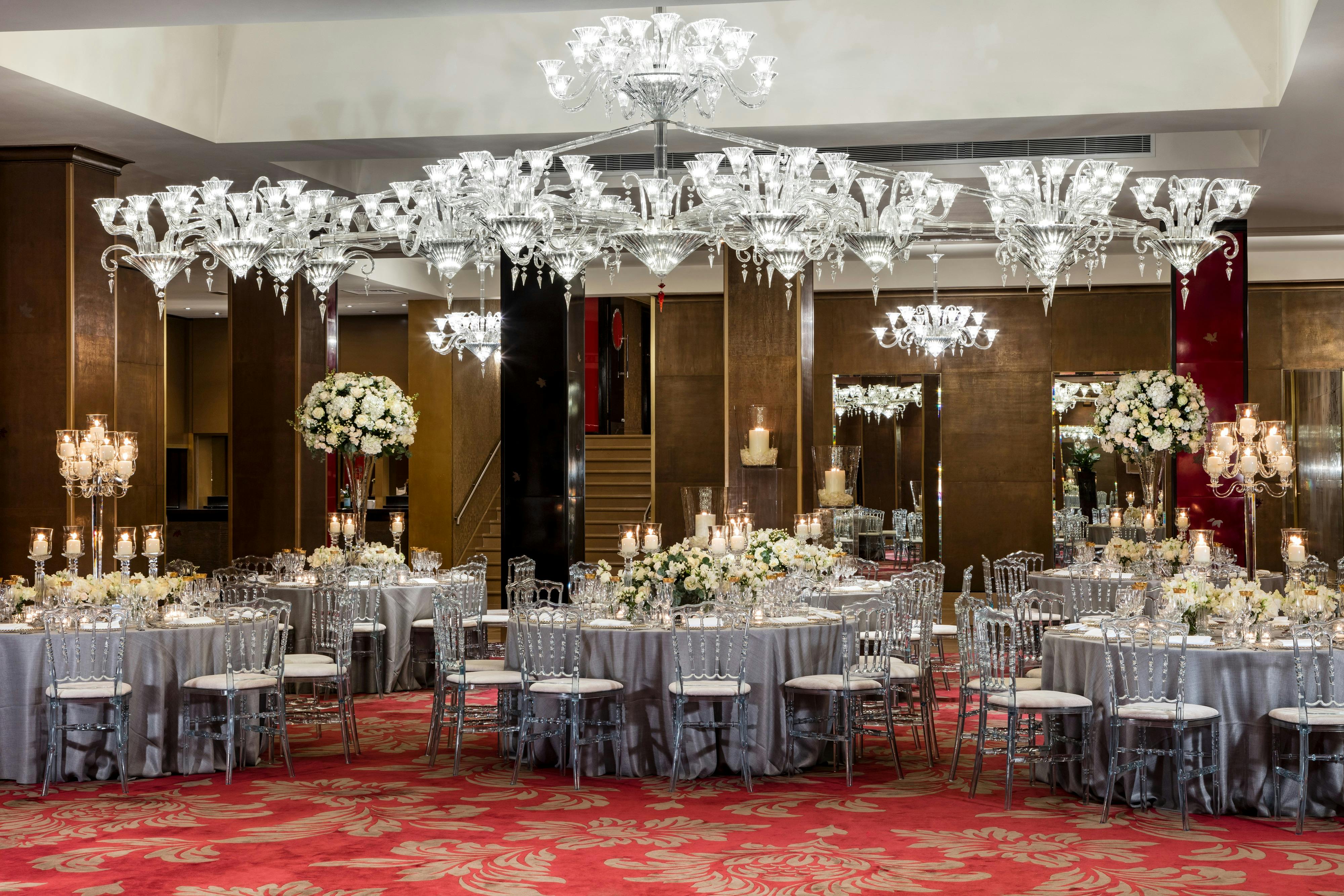 Elegant Crystal Room at The May Fair Hotel, perfect for weddings and corporate events.