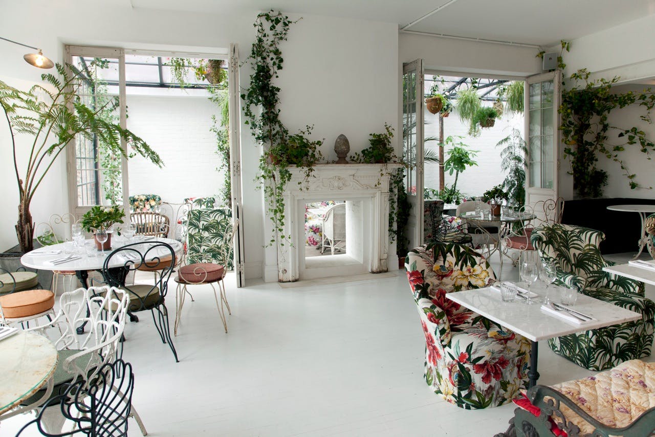 Elegant Garden Room with lush greenery, perfect for intimate events and meetings.