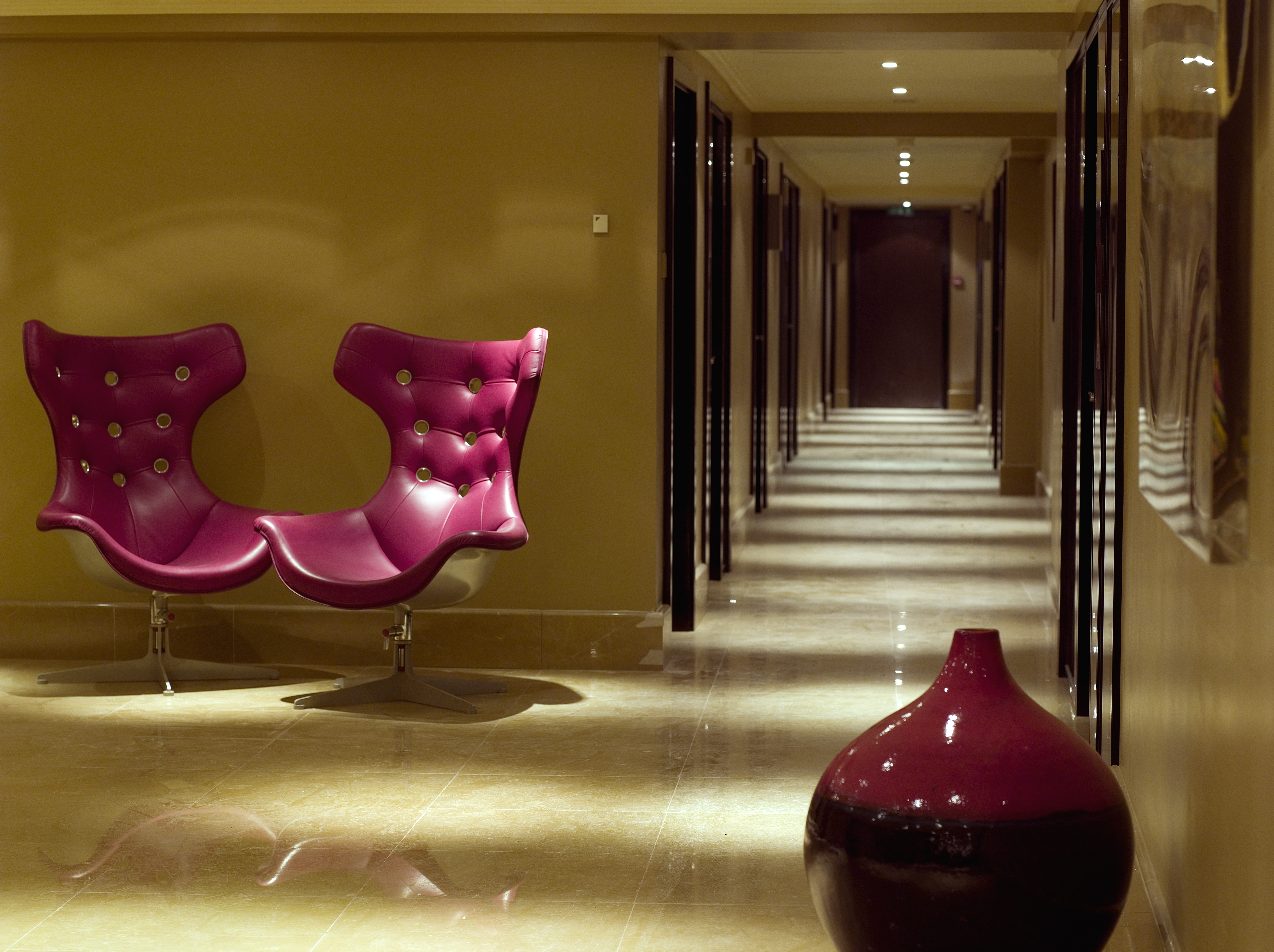 Private Suite 7 corridor at The May Fair Hotel with modern design, ideal for upscale events. - Banner