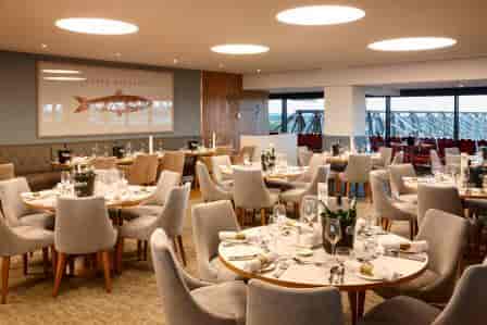 Elegant dining space at Liverpool FC for corporate events and private gatherings.