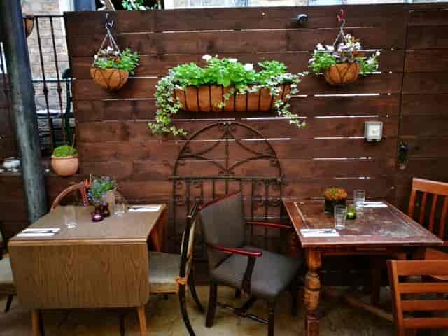 Rustic dining space at Rullo's, ideal for intimate gatherings and events.