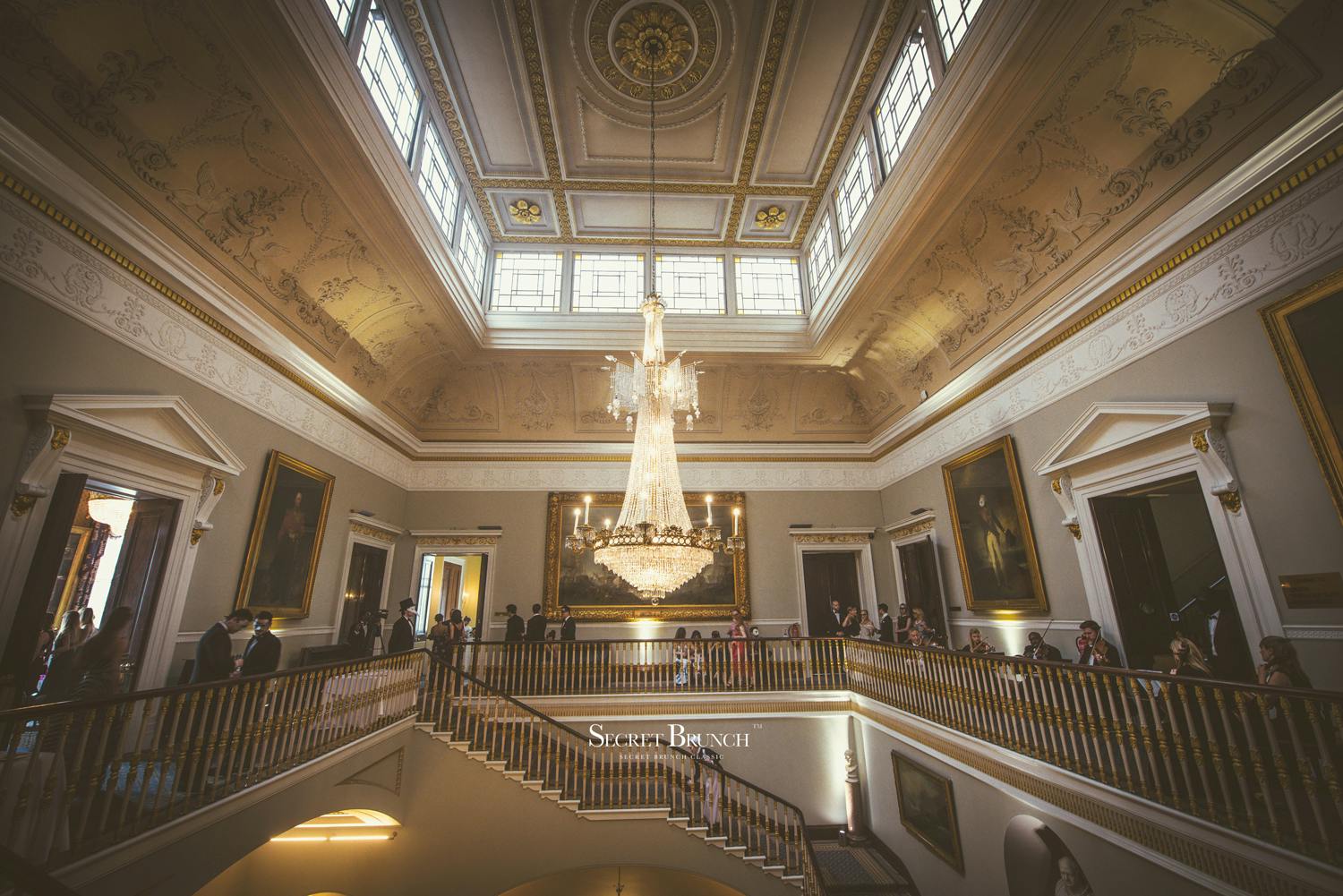 Elegant venue at Waterloo, featuring a grand chandelier for upscale events.