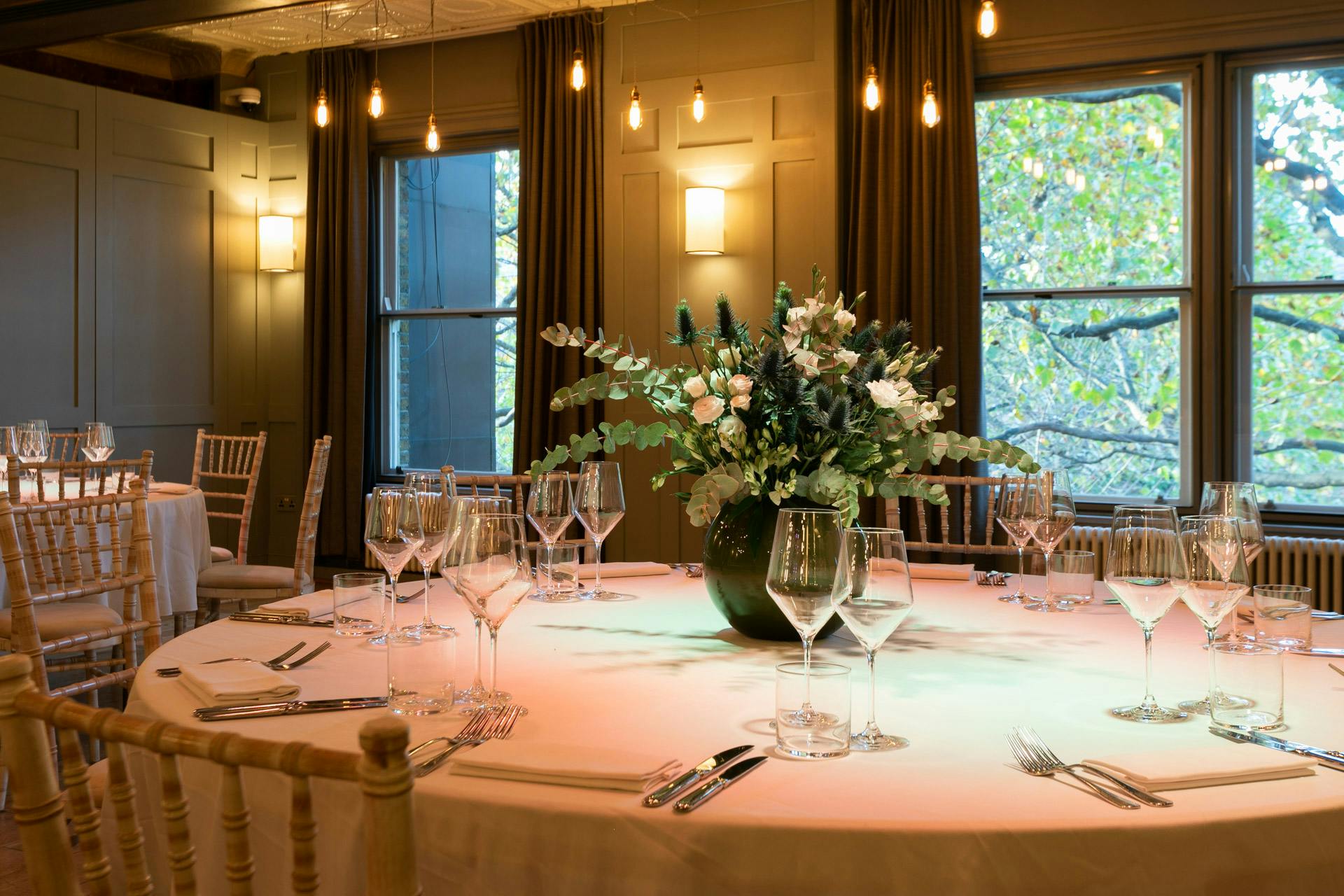 Elegant dining room in Century Club, perfect for corporate events and intimate gatherings.