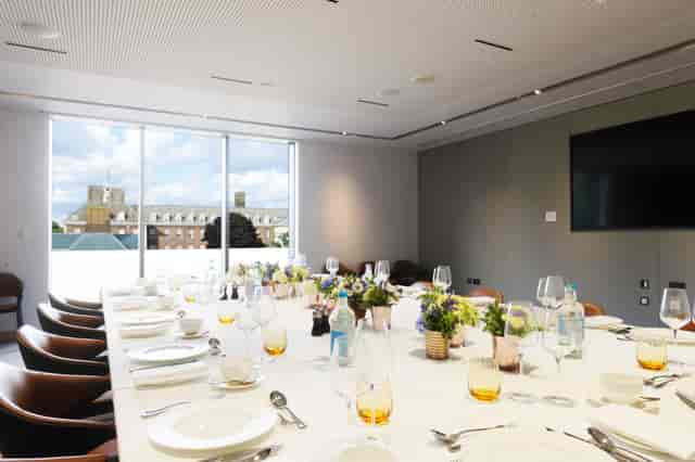 Boardroom at National Army Museum with elegant dining setup for upscale events.