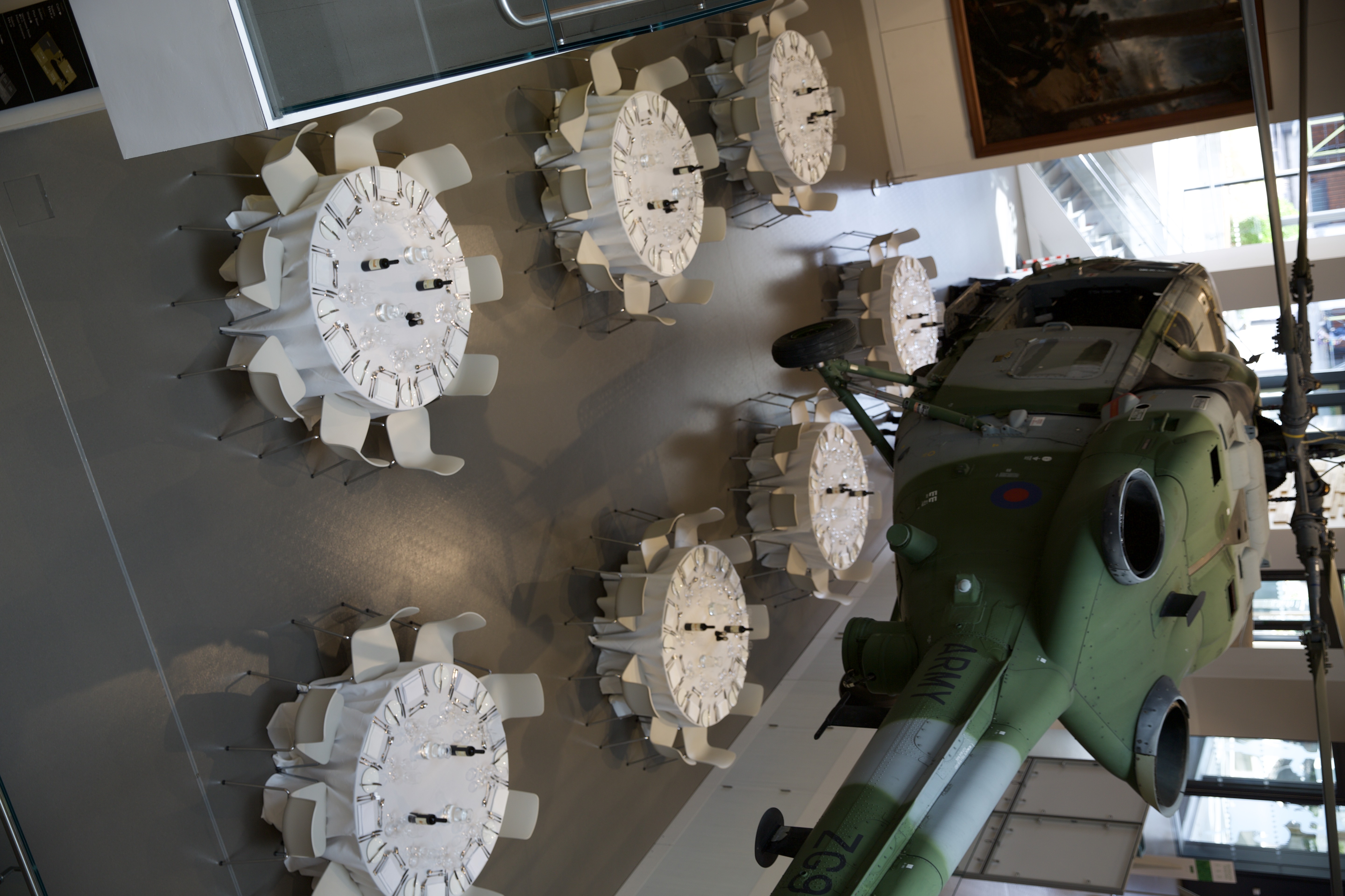 National Army Museum atrium gala event, aviation artifacts