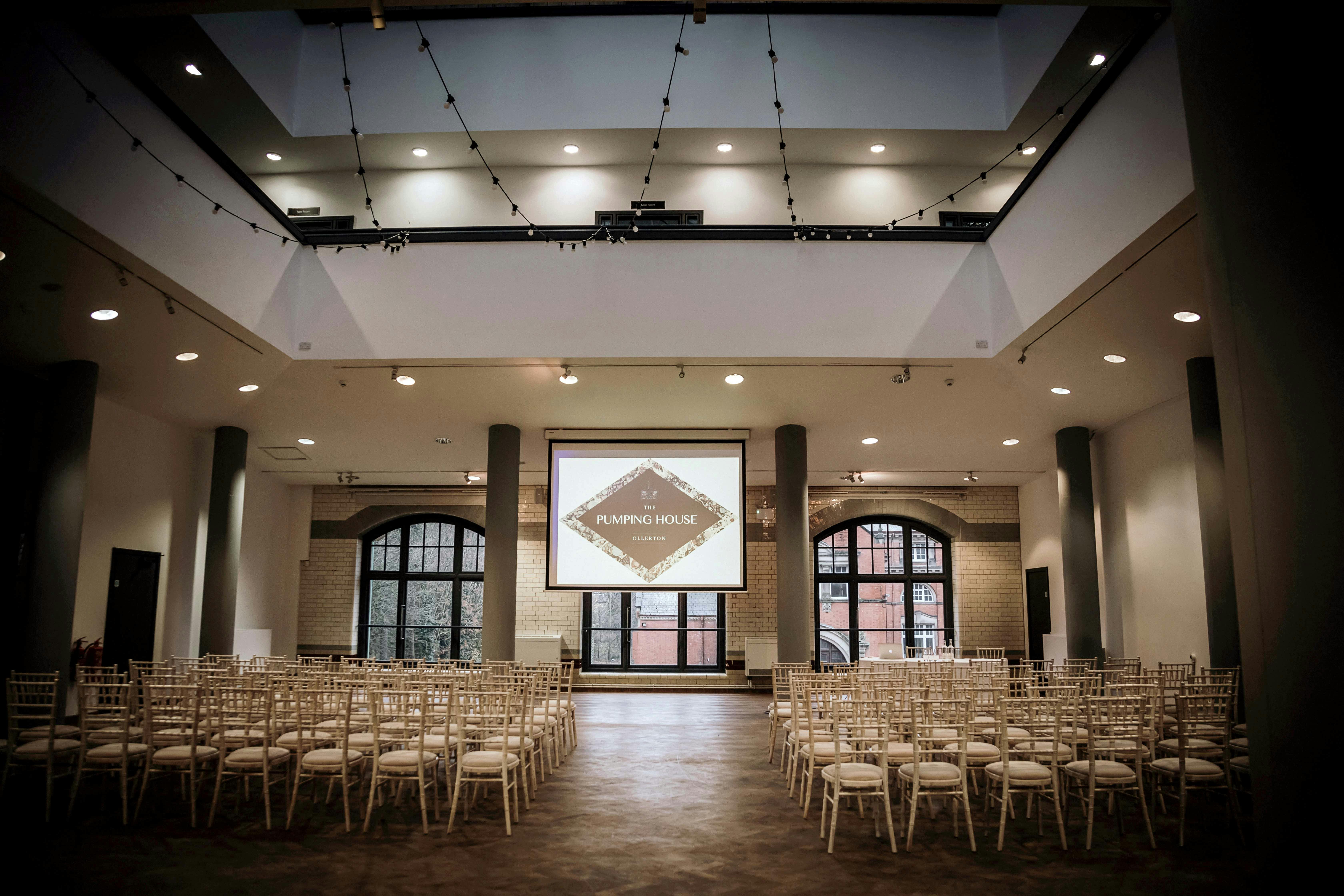 Elegant event space in The Engine Hall, ideal for conferences and seminars.