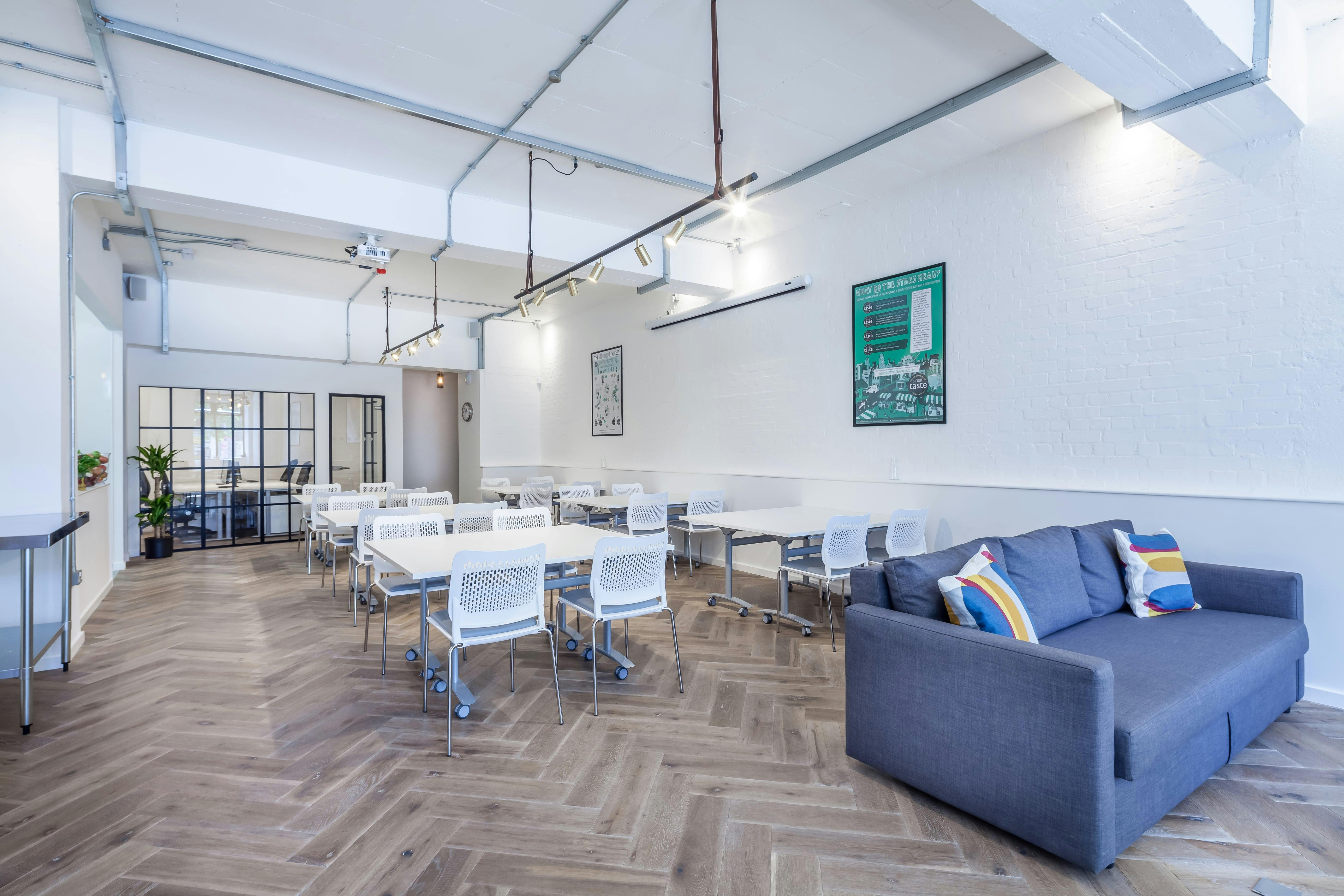 Versatile meeting space in Guild of Fine Food, ideal for workshops and team-building events.