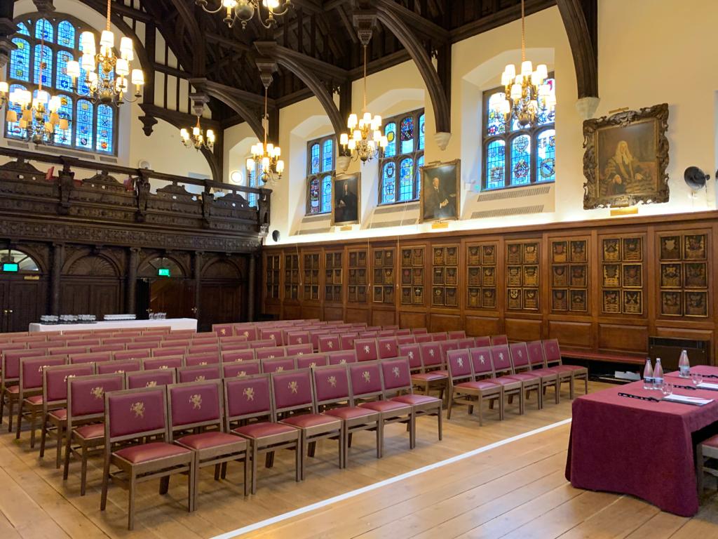 Elegant event space in Gray's Inn Hall, perfect for conferences and seminars. - Banner