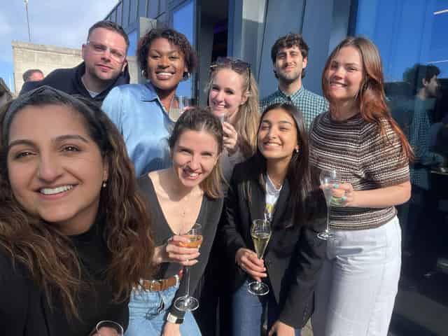 Rooftop, fizz, end of quarter.