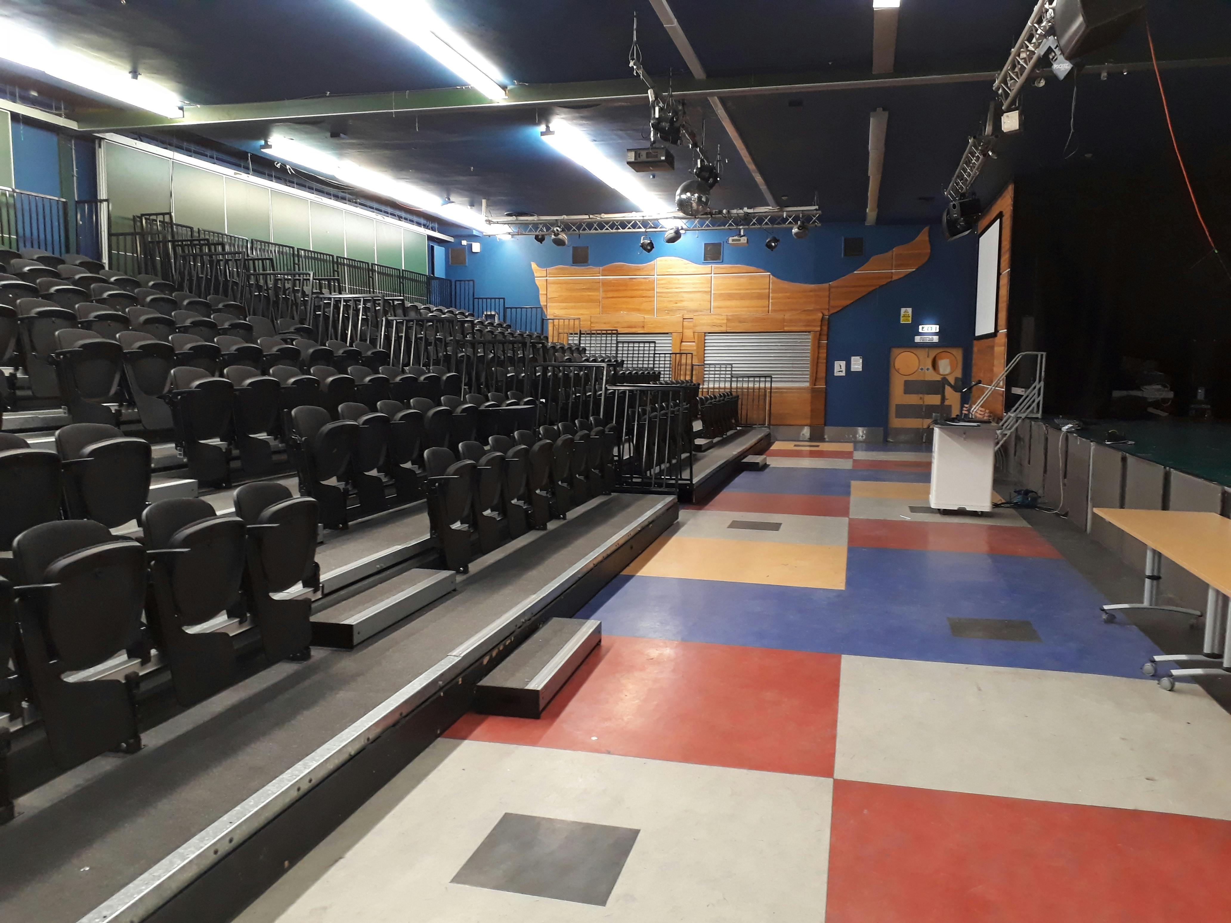 Vertigo auditorium at University of Strathclyde with tiered seating for events and workshops.