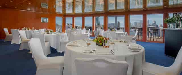 Elegant event space in Sunborn London Yacht Hotel with panoramic views for upscale gatherings.