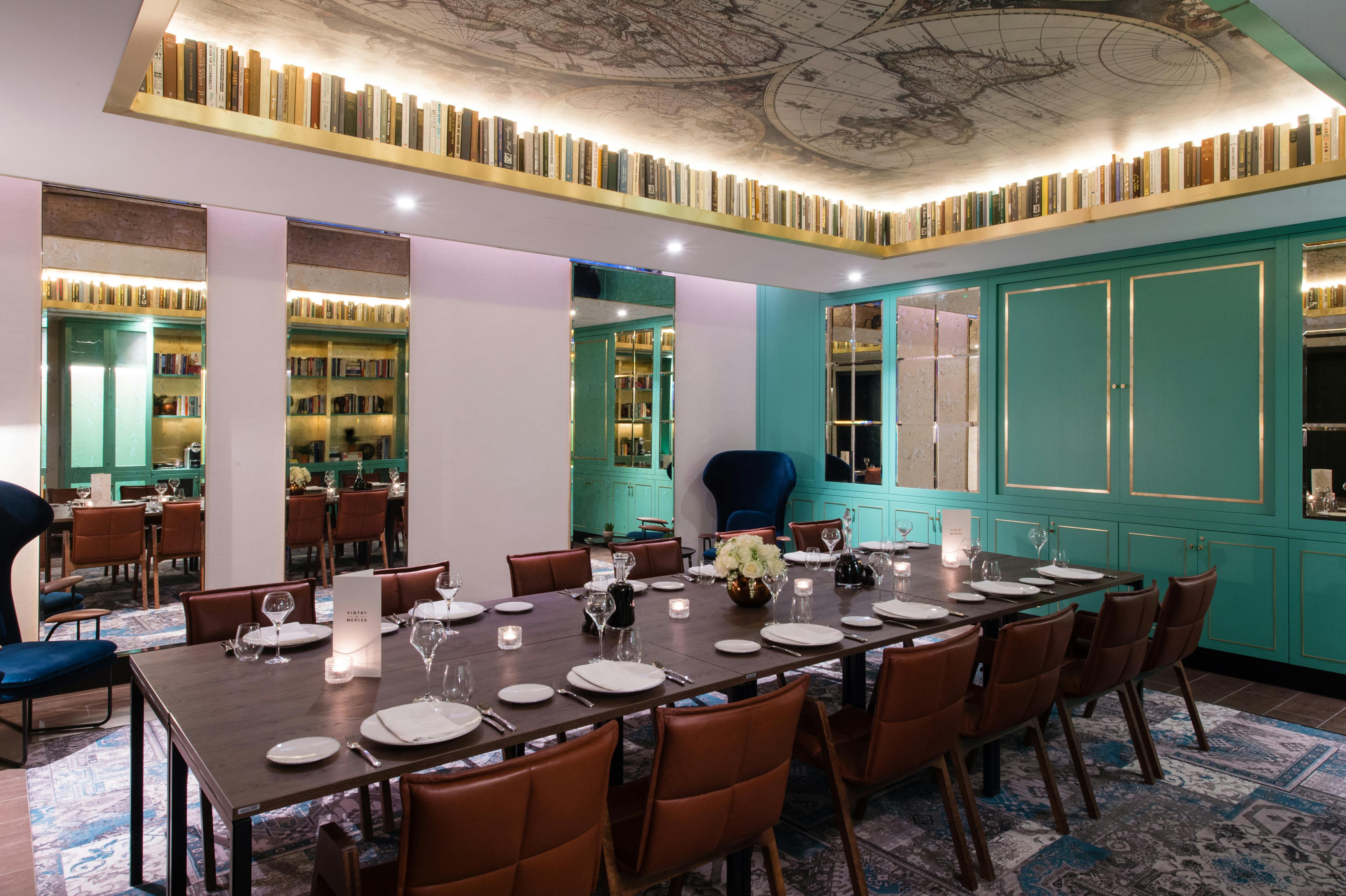 Elegant dining space at Vintry and Mercer Hotel for intimate events and meetings.