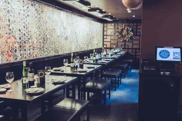 Group dining setup at Ping Pong Soho, ideal for corporate events and private gatherings.