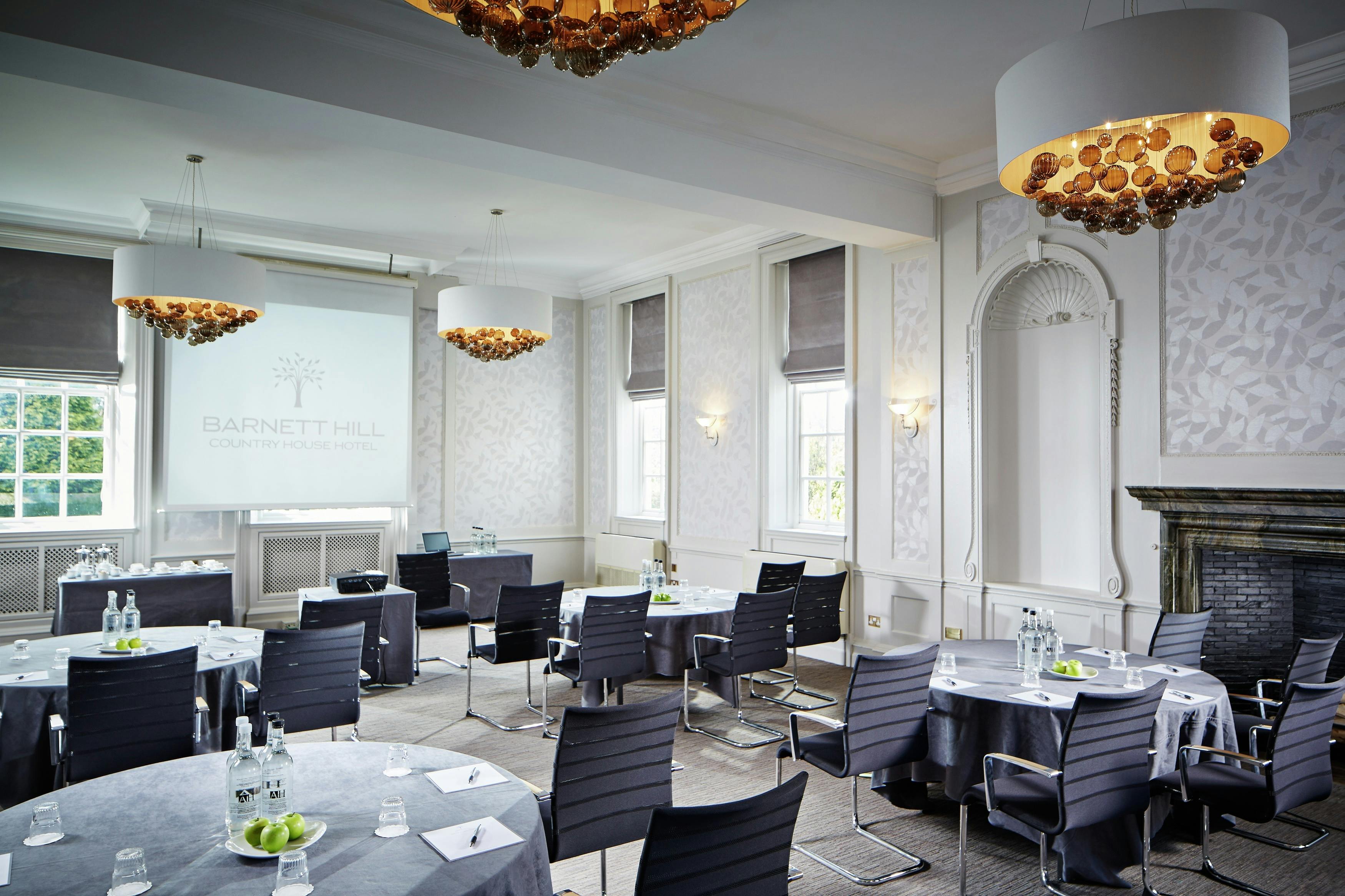 Elegant meeting room in Barnett Hill Hotel, perfect for conferences and workshops.