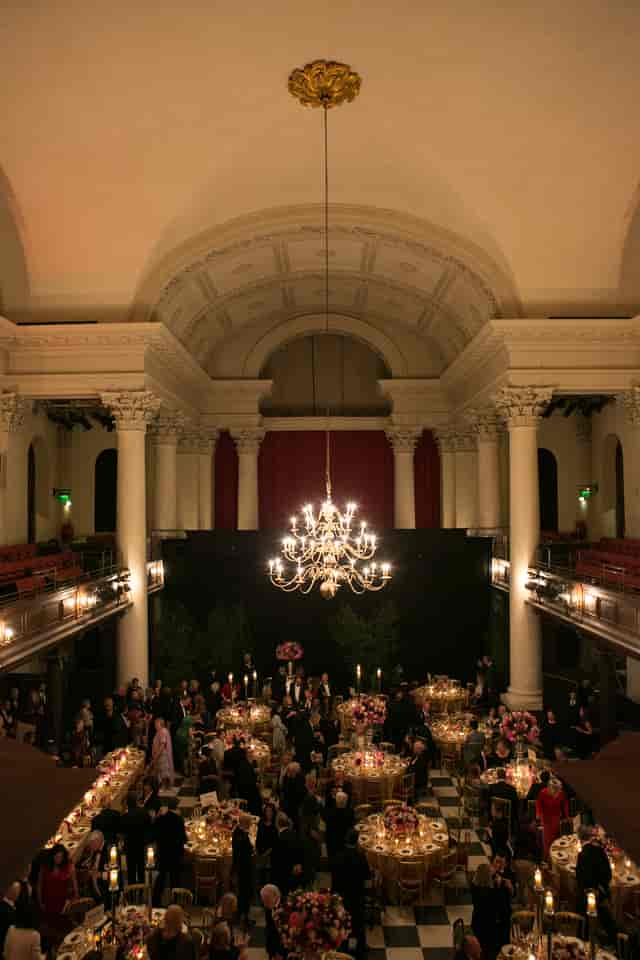 Main Hall in Sinfonia Smith Square, elegant chandeliers, ideal for weddings and corporate events.