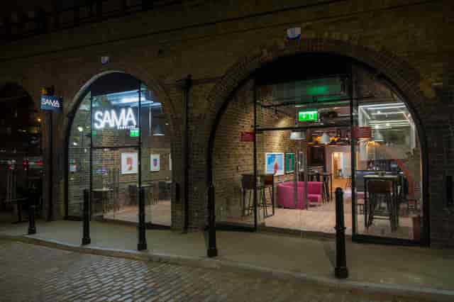 Upper Arch venue with large glass windows, perfect for meetings and events.