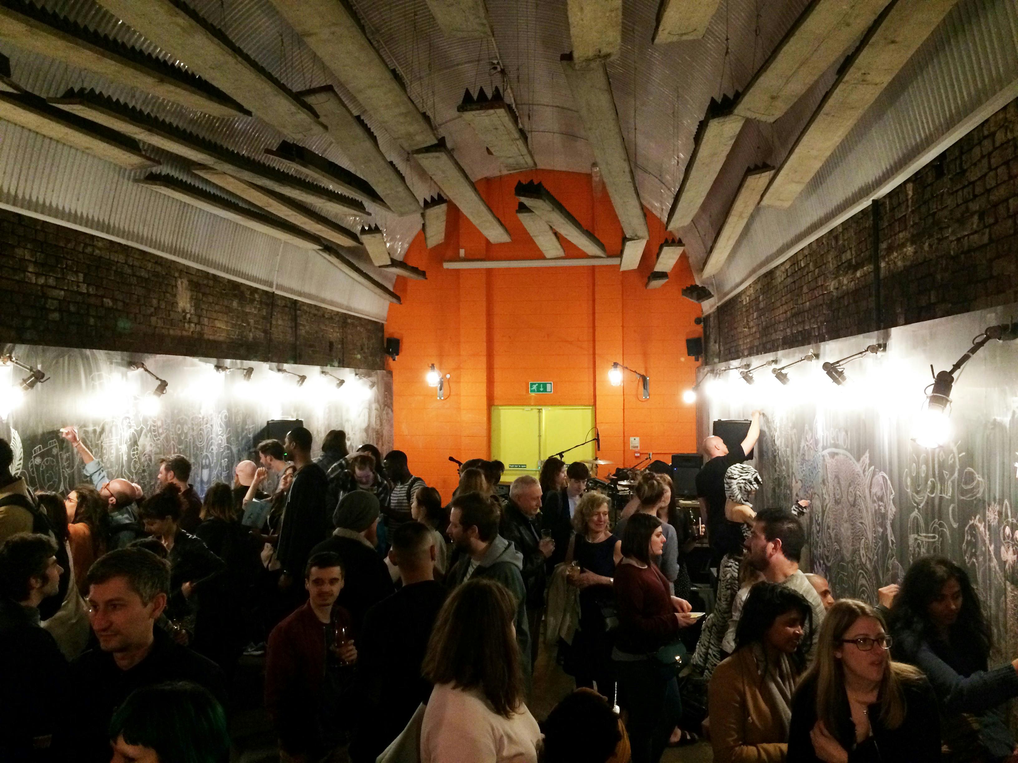 Vibrant Doodle Bar event space with eclectic decor for networking and workshops.