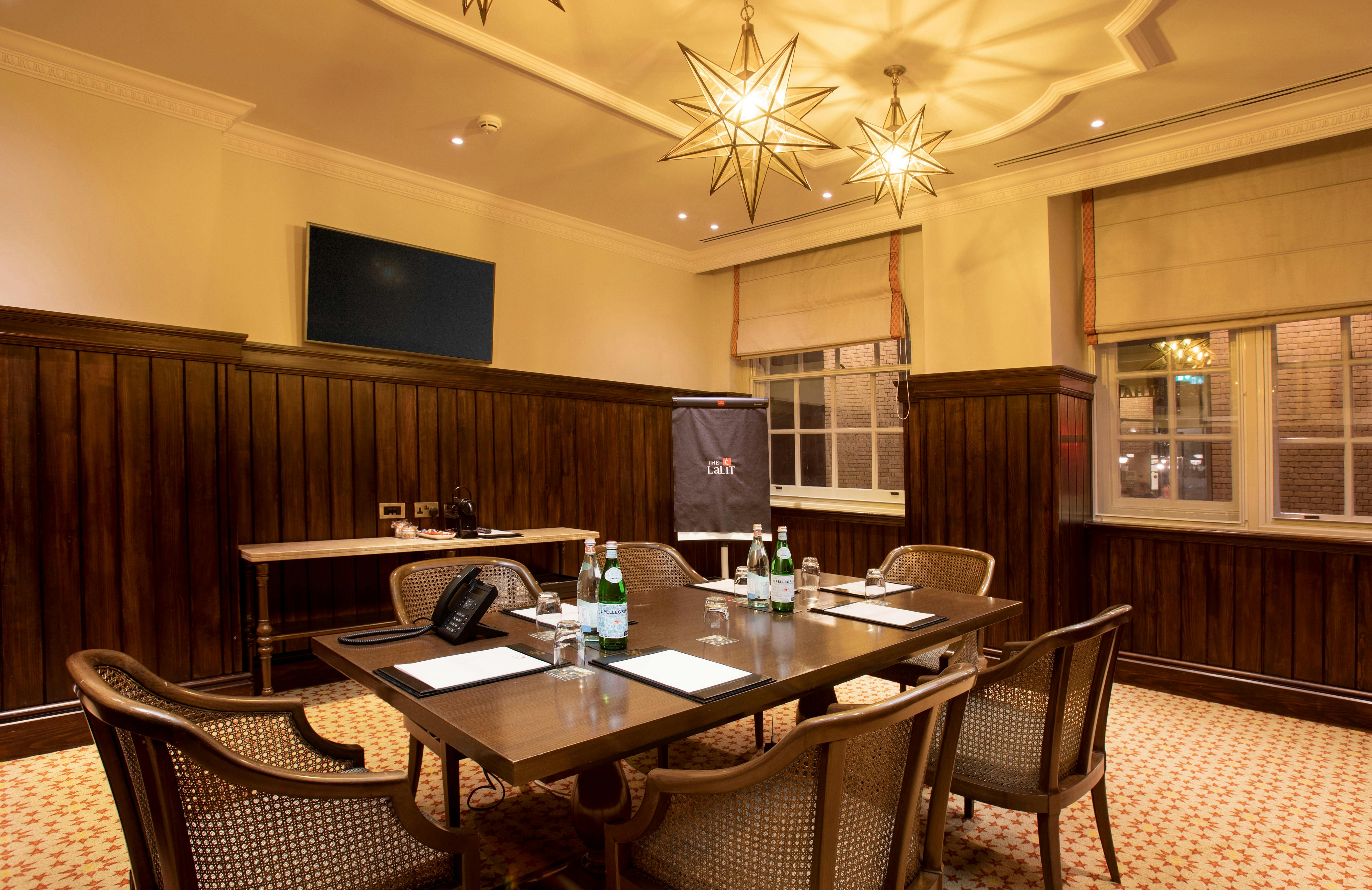 Elegant meeting room in The LaLiT London, perfect for professional gatherings and presentations.